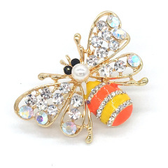 Hot Gold Jewelry butterfly brooch Custom Metal Pearl Rhinestone brooch bird bee flower Brooches Women pins