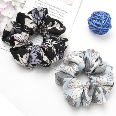 European and American Girls Chiffon Printed Elastic Hair Scrunchies for Women