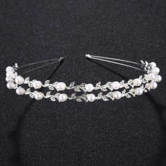 New design silver pearl women wedding round tiara crowns bridal headband