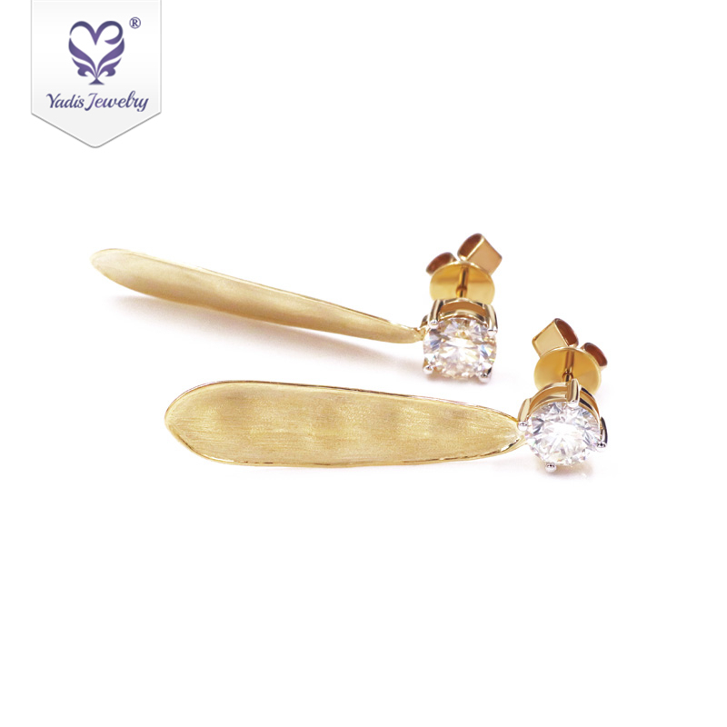 Fashion water drop golden jewelry pure yellow gold 18k moissanite necklace