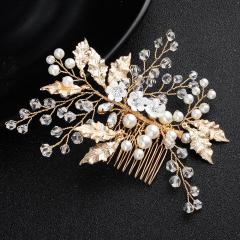Hot crystal gold wedding jewelry women pearl bridal hair accessories combs Hot crystal gold wedding jewelry women pearl bridal hair accessories combs