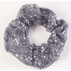 Amazon hot sale women girls handmade knitted sequins elastic hair scrunchies