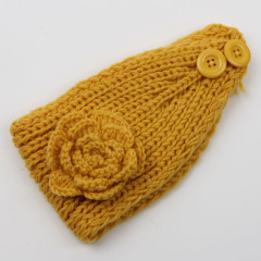 OEM Baby crochet flower warmer winter knitted hair band headbands