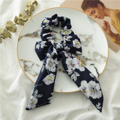 New arrival girls stain scarf scrunchies with bow elastic hair bands for women