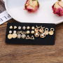 New 14pcs/set Gold-color Crystal Letter Moon Flower Rhinestone Small Stud Earrings