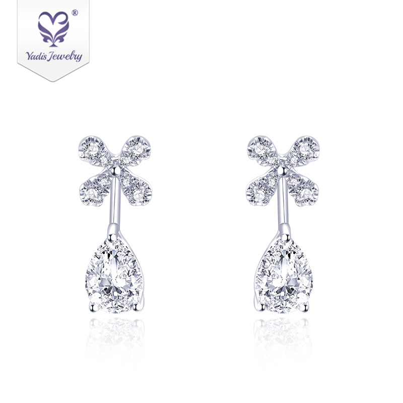 18k rose gold silver jewelry beaded Teardrop Dangle stu Moissanite diamond charm earring