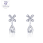 18k rose gold silver jewelry beaded Teardrop Dangle stu Moissanite diamond charm earring