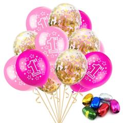 12inch rose gold confetti balloon set 1st birthday party decorations