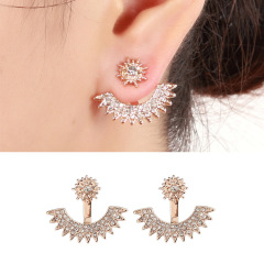 amazon Fashion Jewelry Gold Plate Exquisite Starlight Crystal Earrings Double Sided Stud Earrings For Women