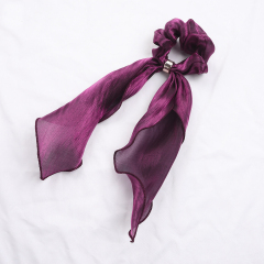 Wholesale custom women elastic long ribbon scrunchies hair ties for girls
