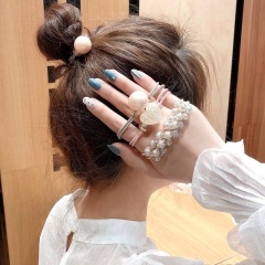 Fashion 3pcs women girls elastic crystal pearl hair tie bracelet charm Fashion 3pcs women girls elastic crystal pearl hair tie bracelet charm