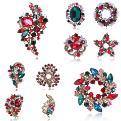 Hot Fashion New Style Ladies wedding Day Brooch Lapel Badge Pin red rose flower brooch pin rhinestone