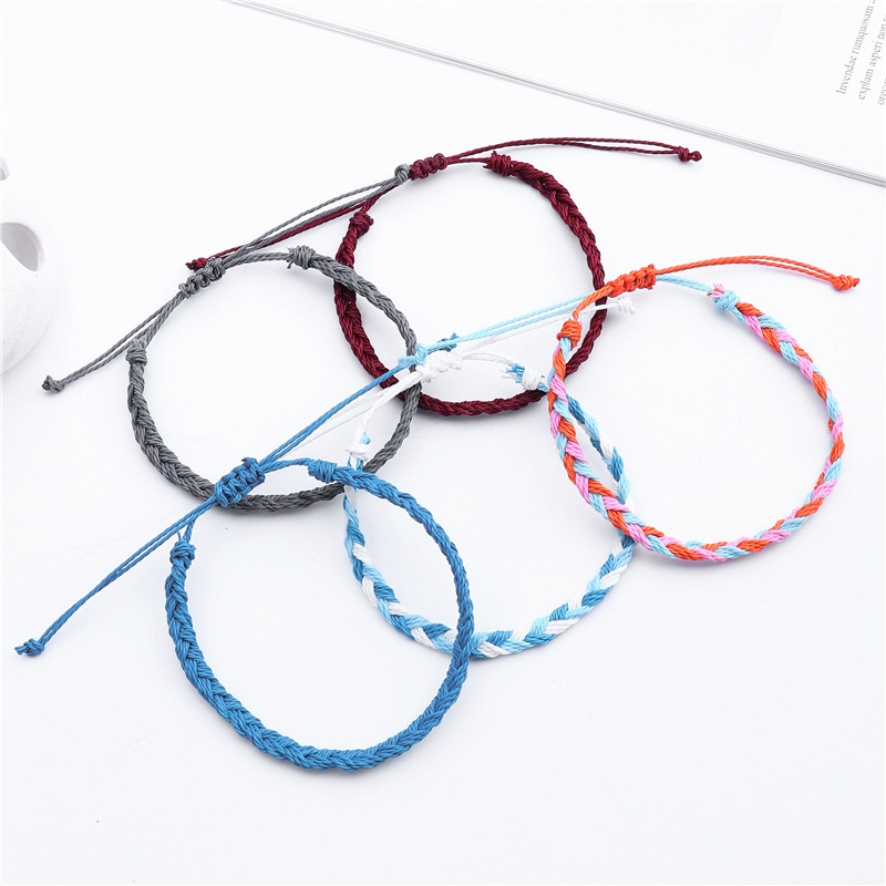 Multi color rope water proof Cord woven twisted adjustable braided bracelet