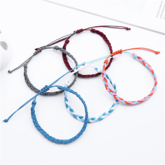 Multi color rope water proof Cord woven twisted adjustable braided bracelet