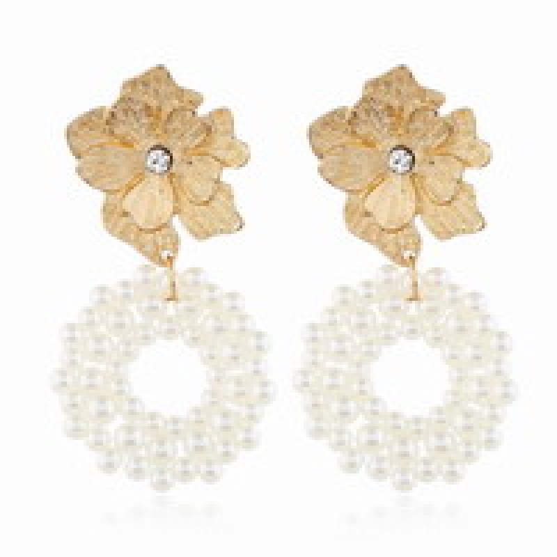 factory custom fashion trendy girls women double circle drop gold and pearl tassel earrings with pearl factory custom fashion trendy girls women double circle drop gold and pearl tassel earrings with pearl