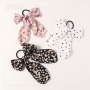 wholesale custom elastic printed flower ribbon bow hair ties for girls