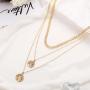 wholesale Amazon ins fashion life tree map gold long chain choker 3 multi layered necklace for women lady girls wholesale Amazon ins fashion life tree map gold long chain choker 3 multi layered necklace for women lady girls