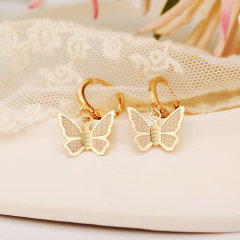 2020 New design statement beautiful girls gold-color hoop color alloy butterfly earrings