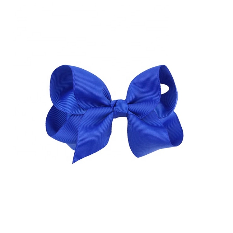 Solid color 10cm hair ornament rib child bow hairpin hair tie metal pom pom hair tie