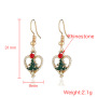 Luxurious gold heart women paint alloy rhinestone christmas tree hook earrings