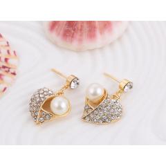 cheap best sell amazon Korean fashion christmas gift jewelry set heart women crystal pearl necklace