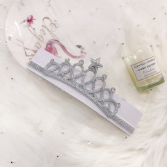 New design children crystal crown tiara hair band elastic headband