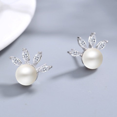 Elegant Natural Freshwater Pearl Earrings For Women S925 Sterling Silver Earring stud