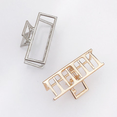 Hot sale china low price alloy simple retro girls gold square metal hair claw