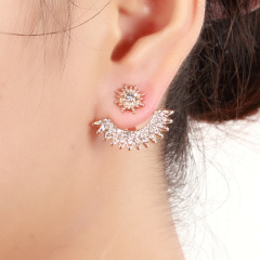 amazon Fashion Jewelry Gold Plate Exquisite Starlight Crystal Earrings Double Sided Stud Earrings For Women