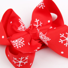 2019 Red lucky baby girls hairband with snowflakes bow knot for Christmas party