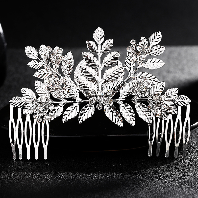 Handmade flower gold crystal hair accessories wedding bridal hair combs
