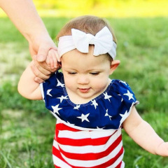High Quality Newborn Baby Girls Plain Elastic Wide Nylon Bow Headband