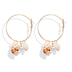 fashion best sell wish amazon korean women ladi jewelry earrings set ocean hoop drop shell earring