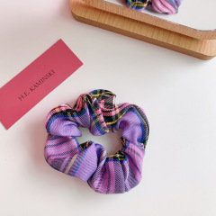 Wholesale ins popular flower lattice purple organza stain scrunchies for hair