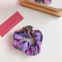 Wholesale ins popular flower lattice purple organza stain scrunchies for hair Wholesale ins popular flower lattice purple organza stain scrunchies for hair