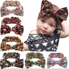 American style multi colorful floral elastic bow knot hairband girls hair accessories