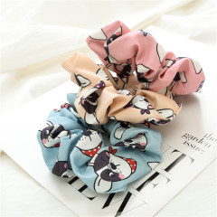 High quality wholesale custom cartoon printed dog hair scrunchies for teen girls