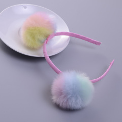 Wholesale ins winter Christmas Hoop Party Reflective Accessories fuzzy ball sequin girl ear kids hair band