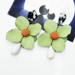 amazon ins Customized fashion green lotus flower drop Long Acrylic earring