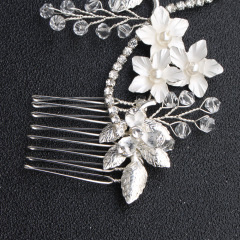 Handmade Rhinestone rose leaf bridal Hair Accessories wedding hair comb