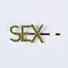 Hot sell hair grip flash drill adult simple letter hairpin clip making accessories