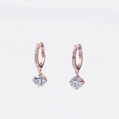 wholesale price 925 sterling silver white moissanite stone hoop earrings