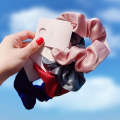 Ins simple retro pure color mercerized satin hair scrunchies bulk headband tied ponytail hair ties