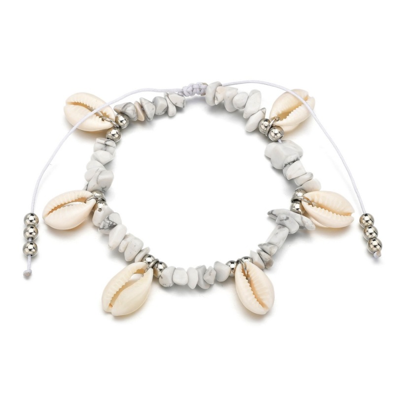 Wholesale Hawaii beach foot jewelry white sea shell sea star anklets chains for girls
