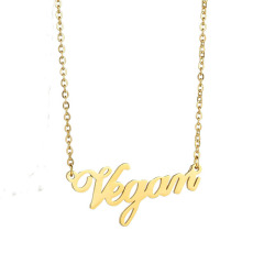 Handmade Customized Cursive Font Name plate Pendant choker Stainless Steel name necklace personalised