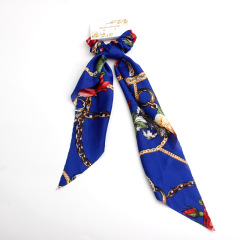2020 new arrivals hot sale fancy long ribbon elastic bulk custom printed hair scarf scrunchies hair ties for girls