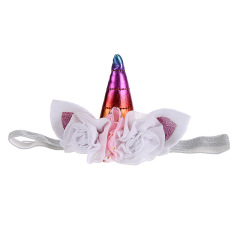 Unicorn hair accessories 3d flower lace crown glitter bling headbands