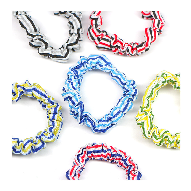 6pcs/set spring and summer custom girls stripe fitness elastic rubber hair scrunchies