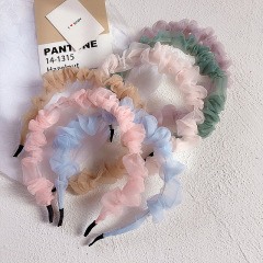 Wholesale china hot sale korean new cute baby pleated organza hairbands for girls kids