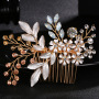 OEM Handmade rhinestone pearl flower hair band wedding bridal hair clip